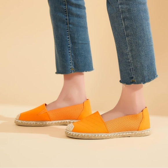 Eydram orange mesh espadrilles, soft flexible soles. Women's size 11. - Picture 11 of 12